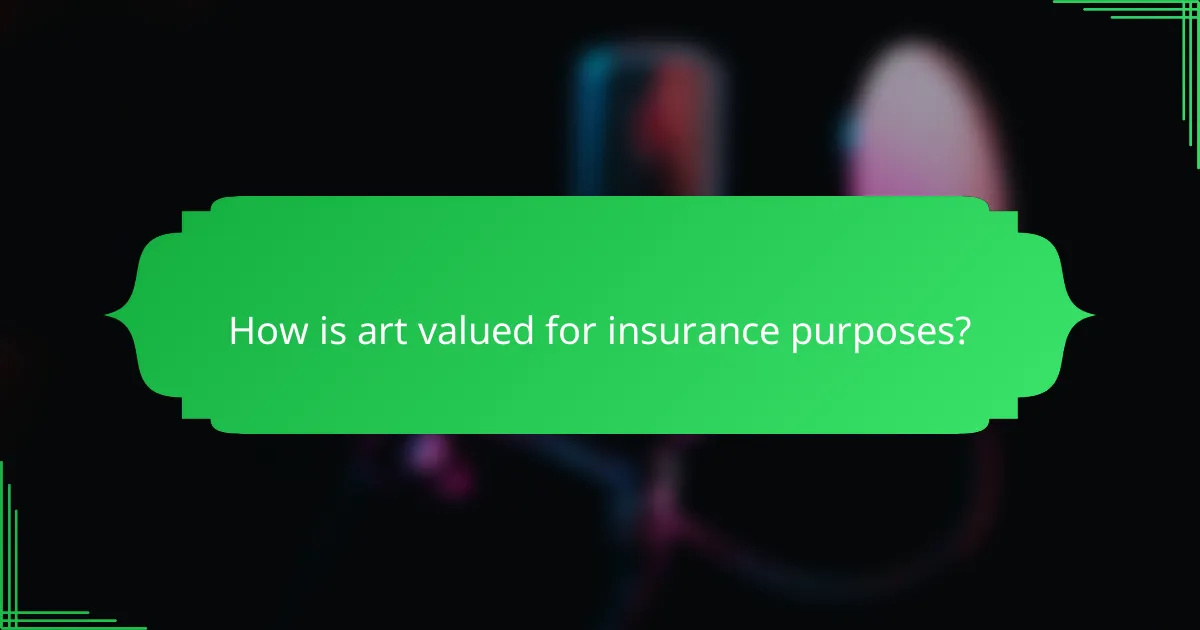 How is art valued for insurance purposes?